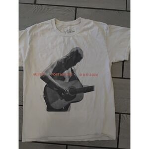 Post Malone Austin 2024 Tour T-Shirt White‎ Graphic Tee Small Acoustic Guitar